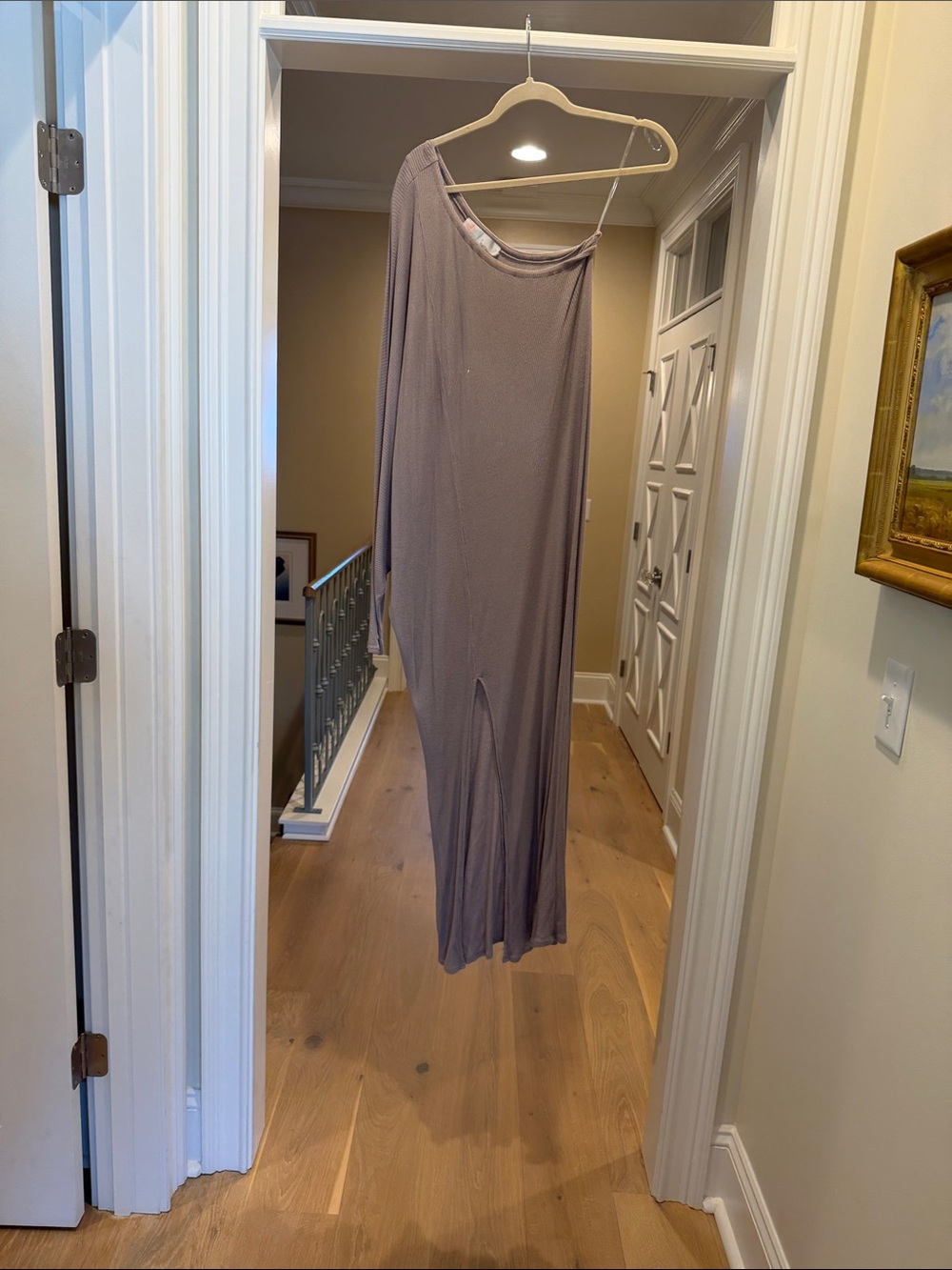Free People one Shoulder Maxi Dress in Taupe